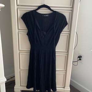 Neesha Black cap sleeve dress w/ lace accent, S
